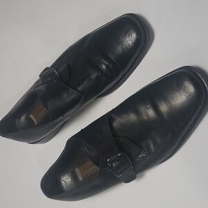 JOHNSTON and MURPHY Men's Black Leather Monk Strap Shoes Size 12